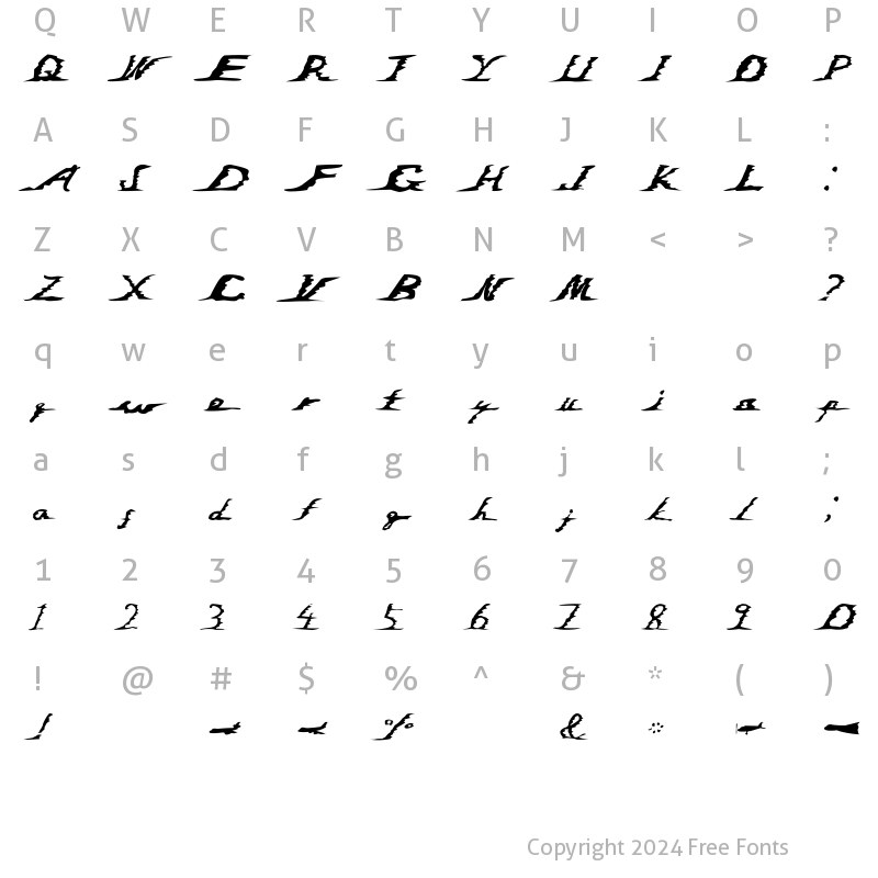 Character Map of I'm NOT Weapon Regular