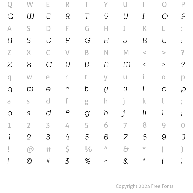 Character Map of Imedia Xlight Regular