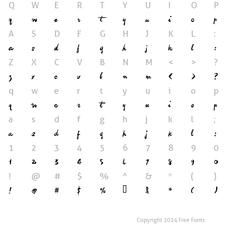 Character Map of imitation Regular