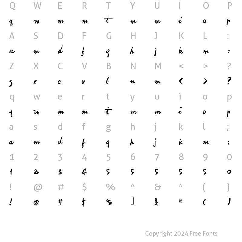 Character Map of imitationDemo Regular