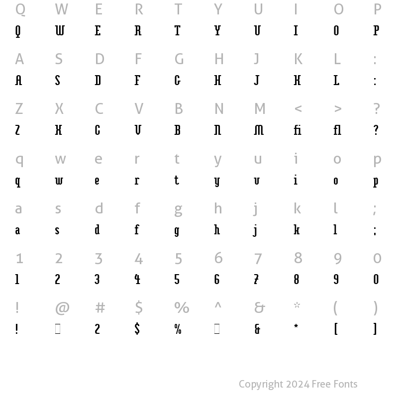 Character Map of Impakt LET Plain