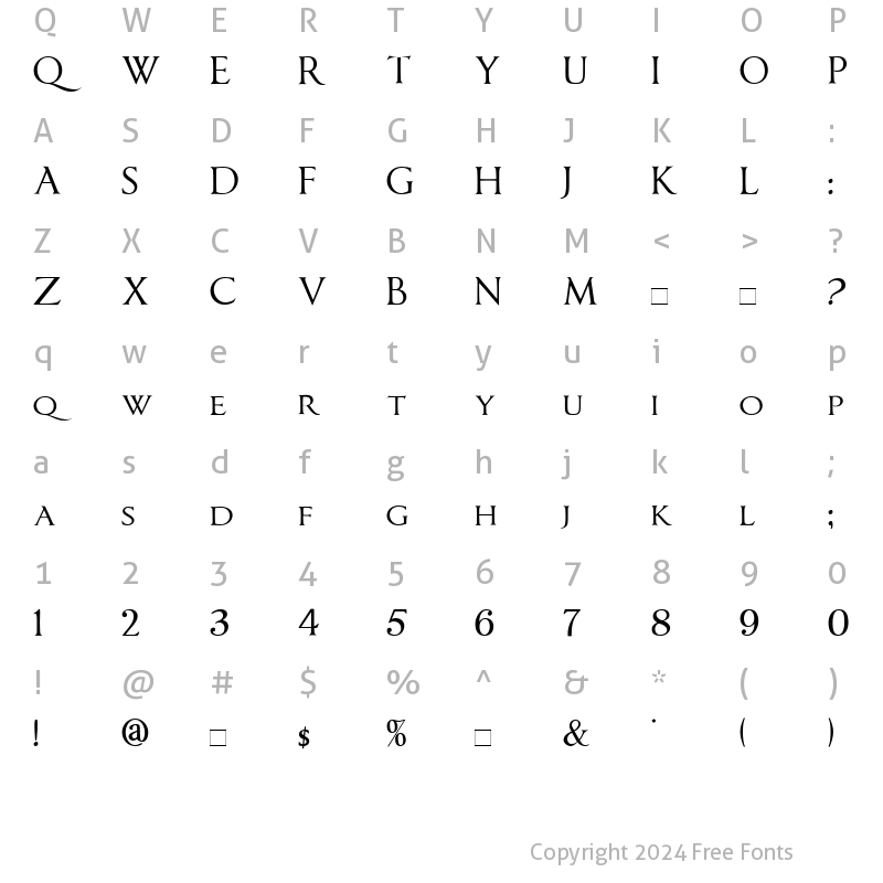 Character Map of ImperatorSmallCaps Regular