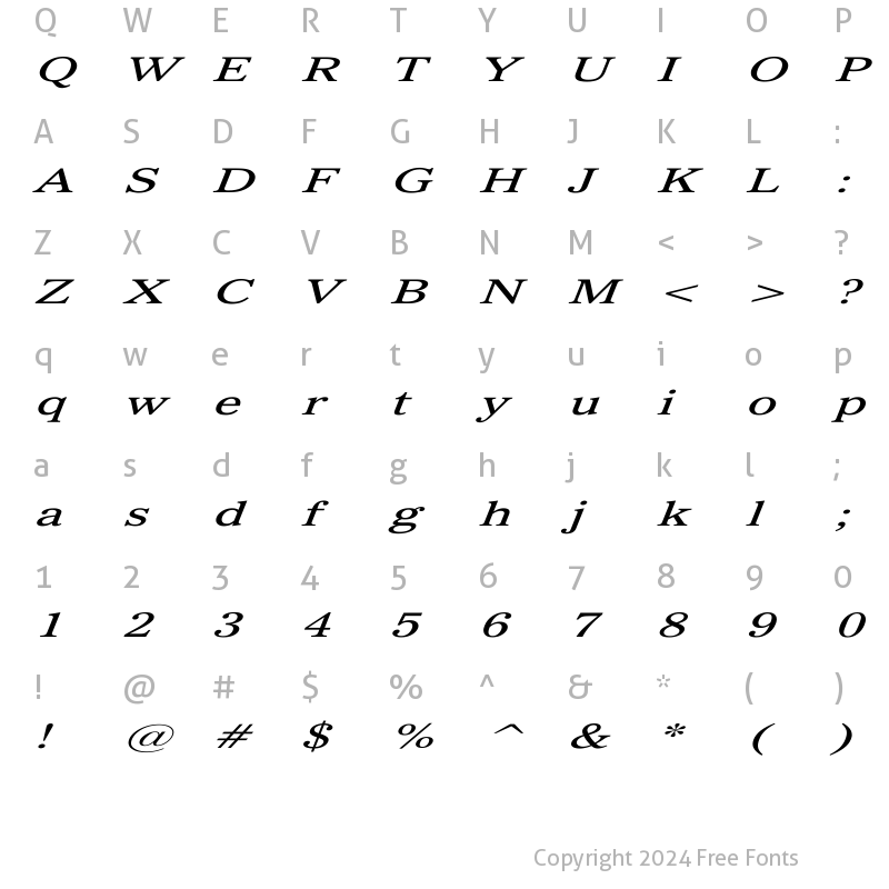 Character Map of Imperium Ex Italic Italic