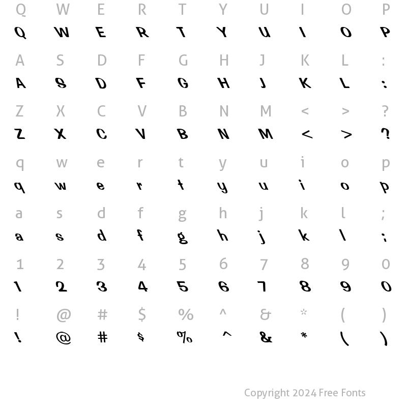 Character Map of Impressed Left Regular