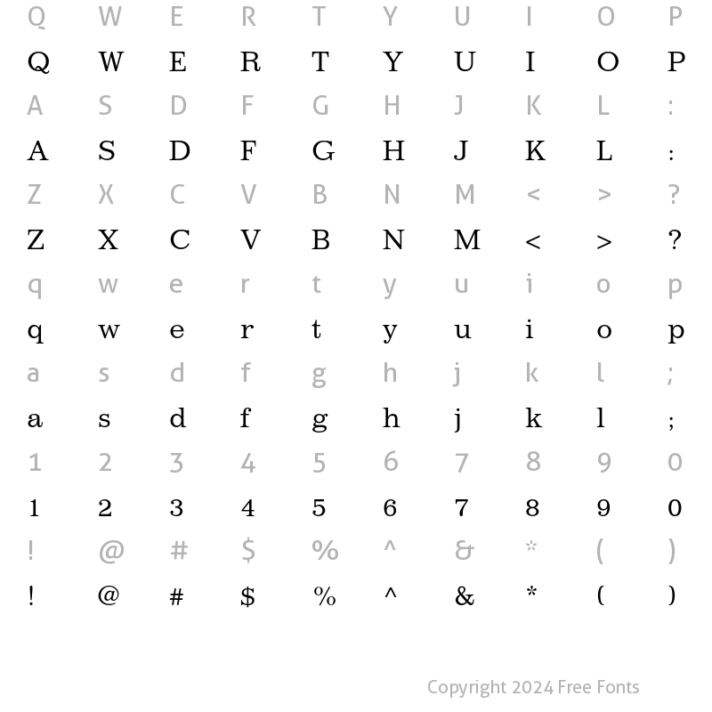 Character Map of Impressum Regular