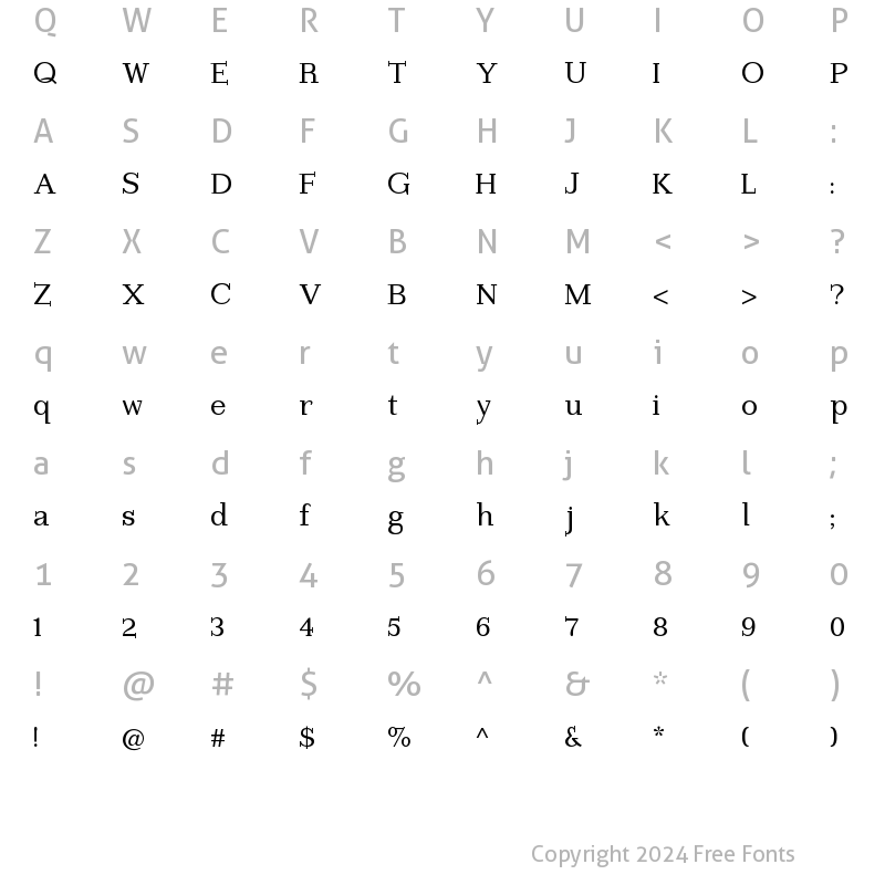 Character Map of Imprimerie Regular