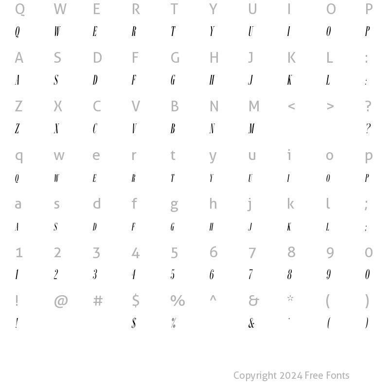 Character Map of ImprimeurClassiqueEF Obl Regular