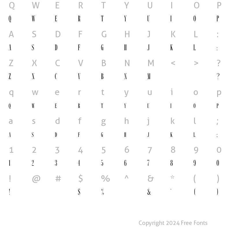 Character Map of ImprimeurClassiqueEF Reg Regular