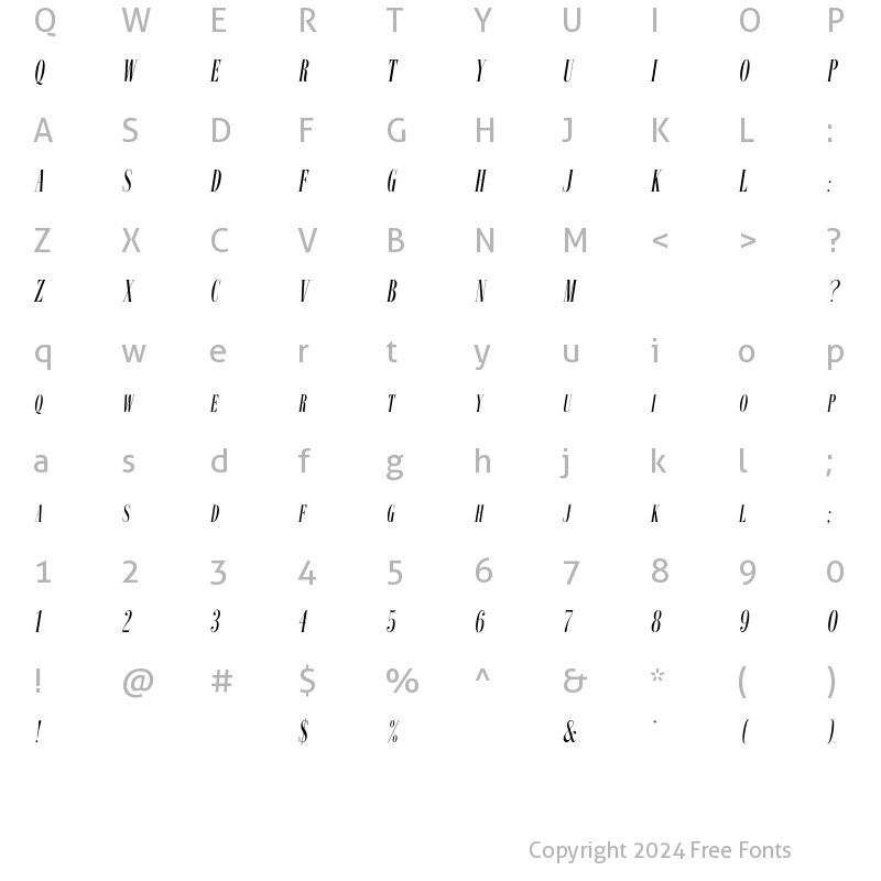 Character Map of ImprimeurNouveauEF Obl Regular