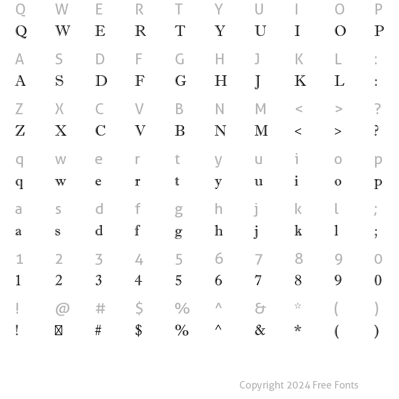 Character Map of Imprint MT Std Shadow