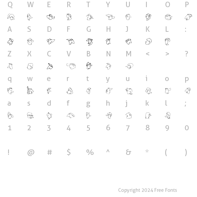 Character Map of Improfil LT Outline Regular