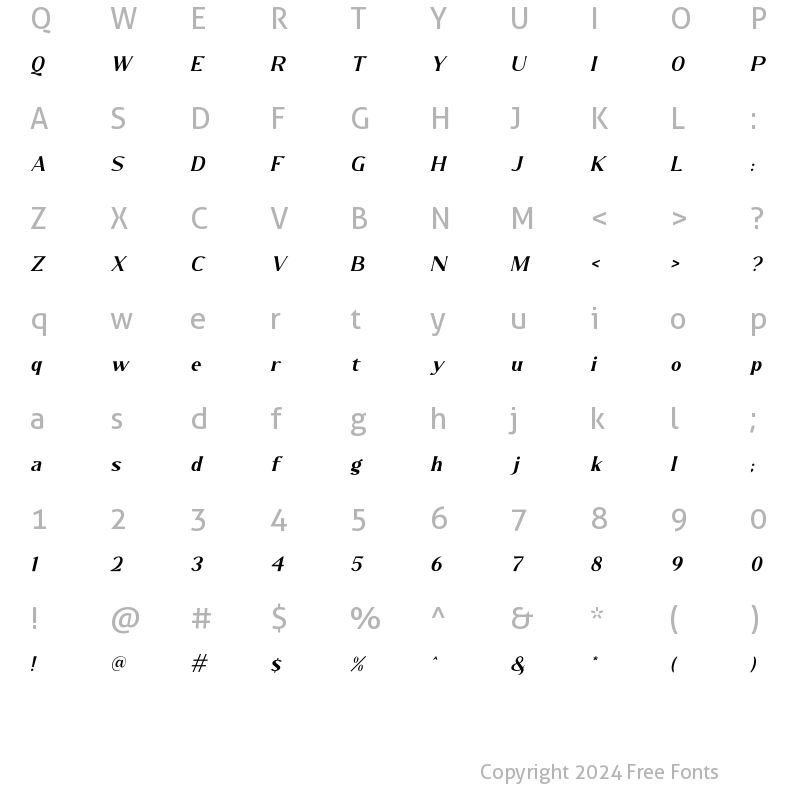 Character Map of IMPROVIE Italic