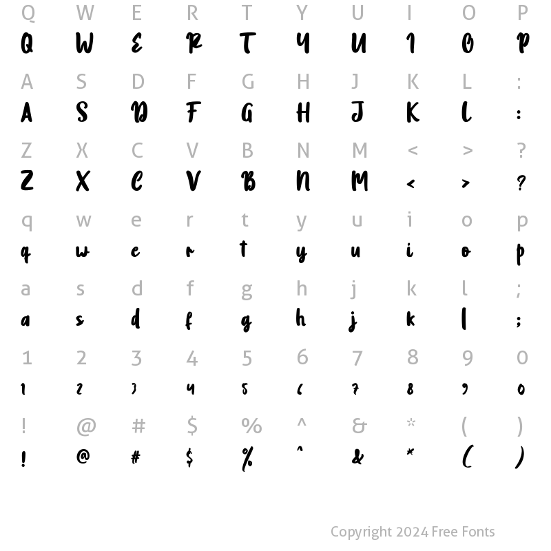 Character Map of Imstory Regular