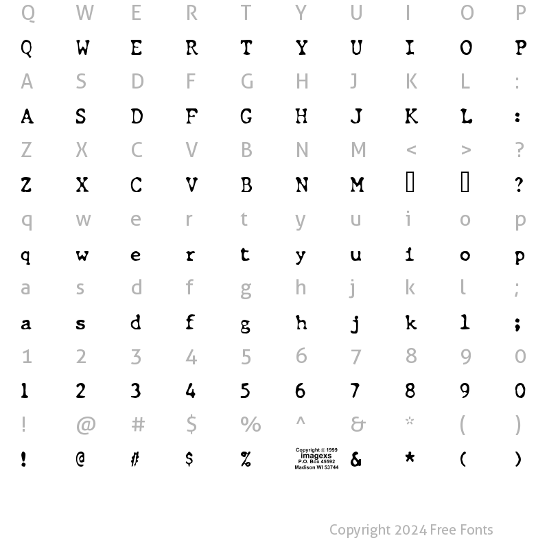 Character Map of IMXStypew Regular