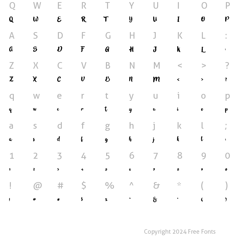 Character Map of in blossom Regular