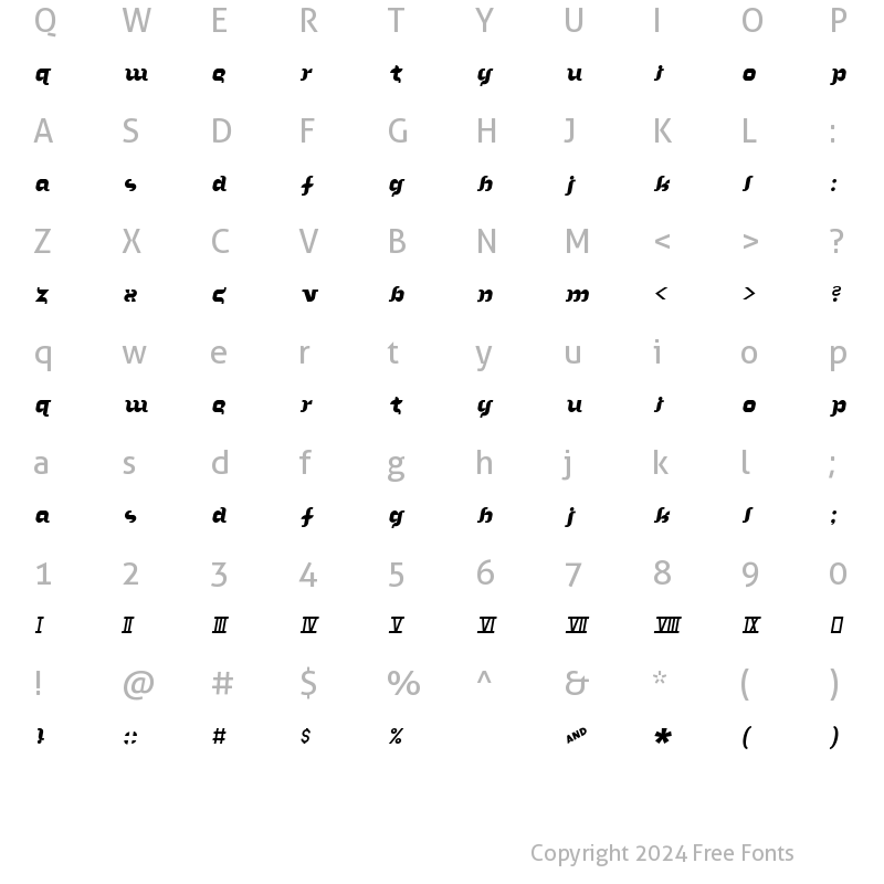 Character Map of In the arms of sleep Regular