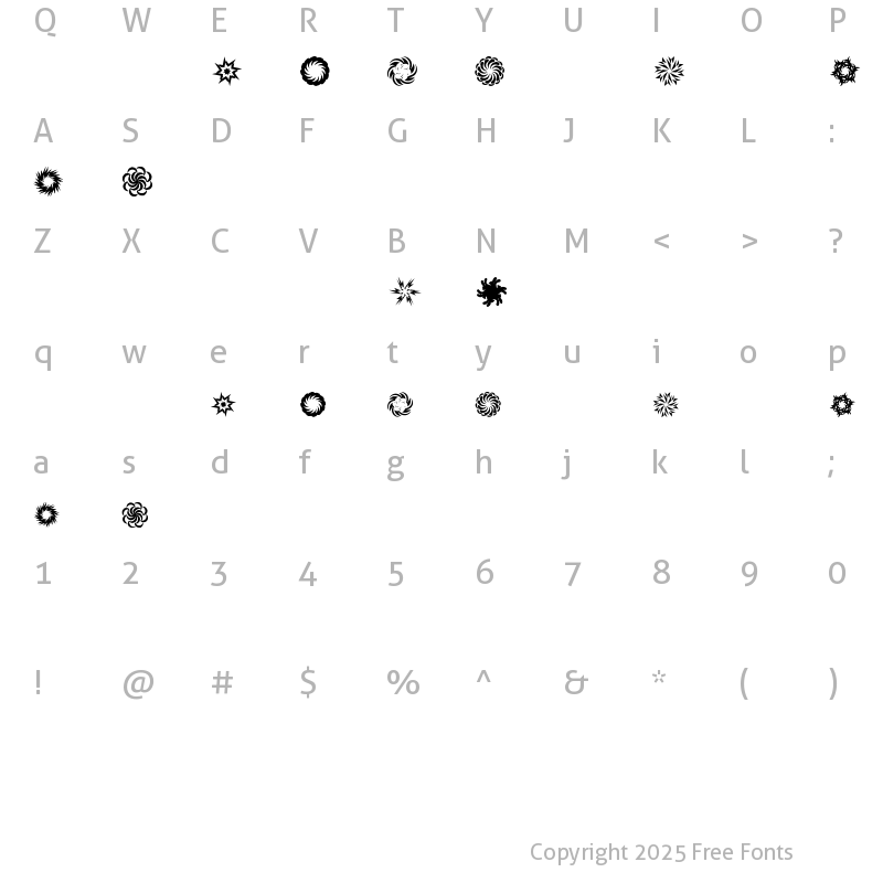 Character Map of In The Zone Dingbats Regular