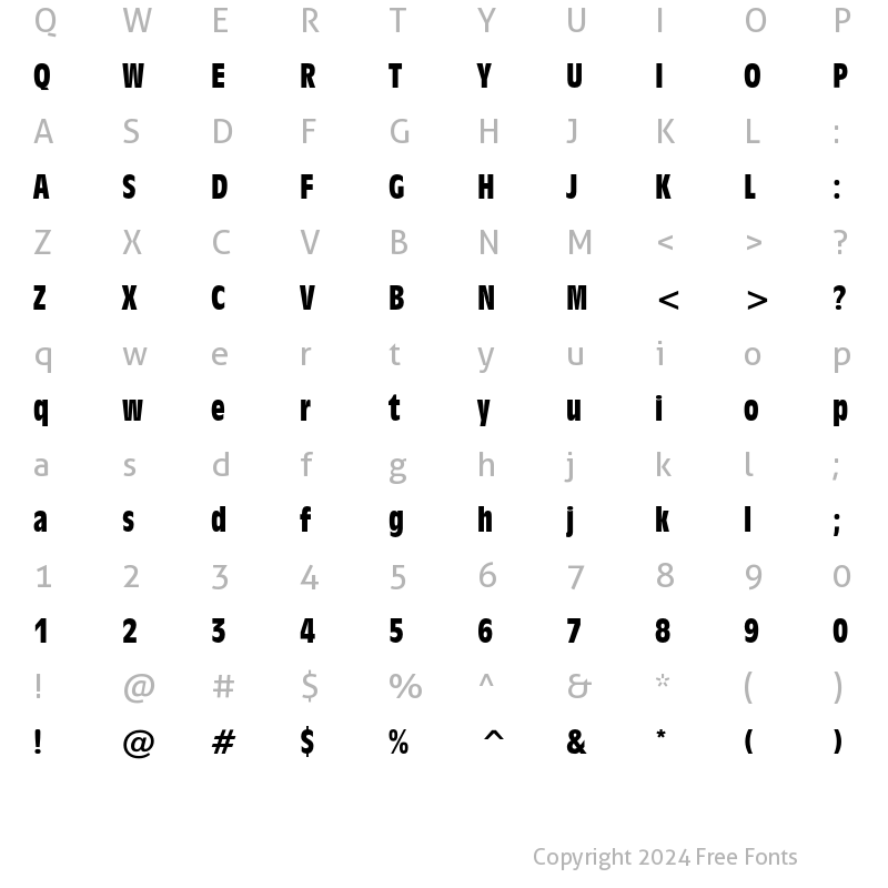 Character Map of Incised 901 Condensed Bold