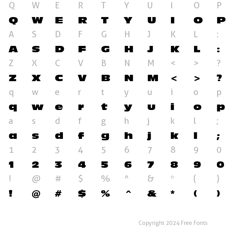 Character Map of Incised901 Nd BT Regular