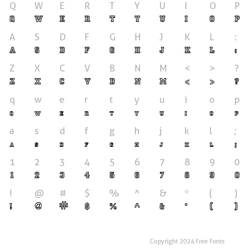 Character Map of Indiana Regular