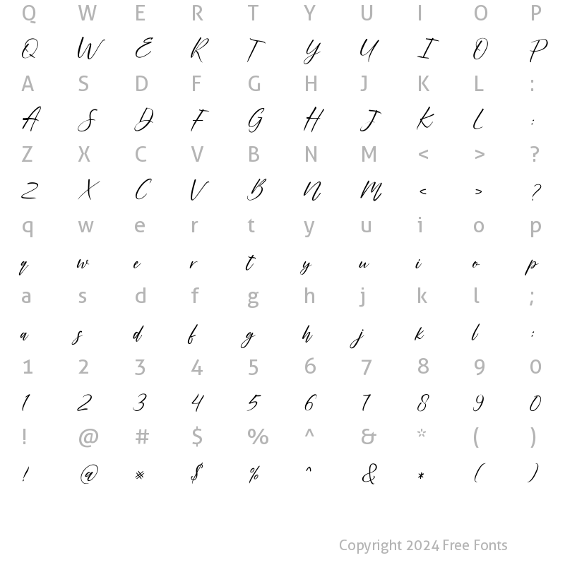 Character Map of Indigold Regular