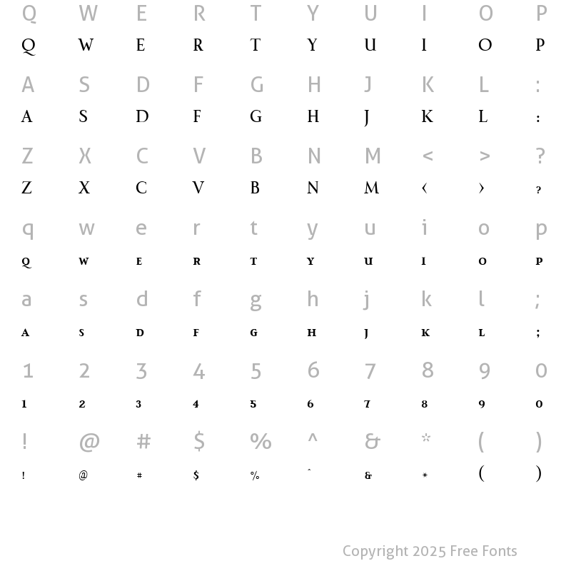 Character Map of IndisposeSmallCaps Medium
