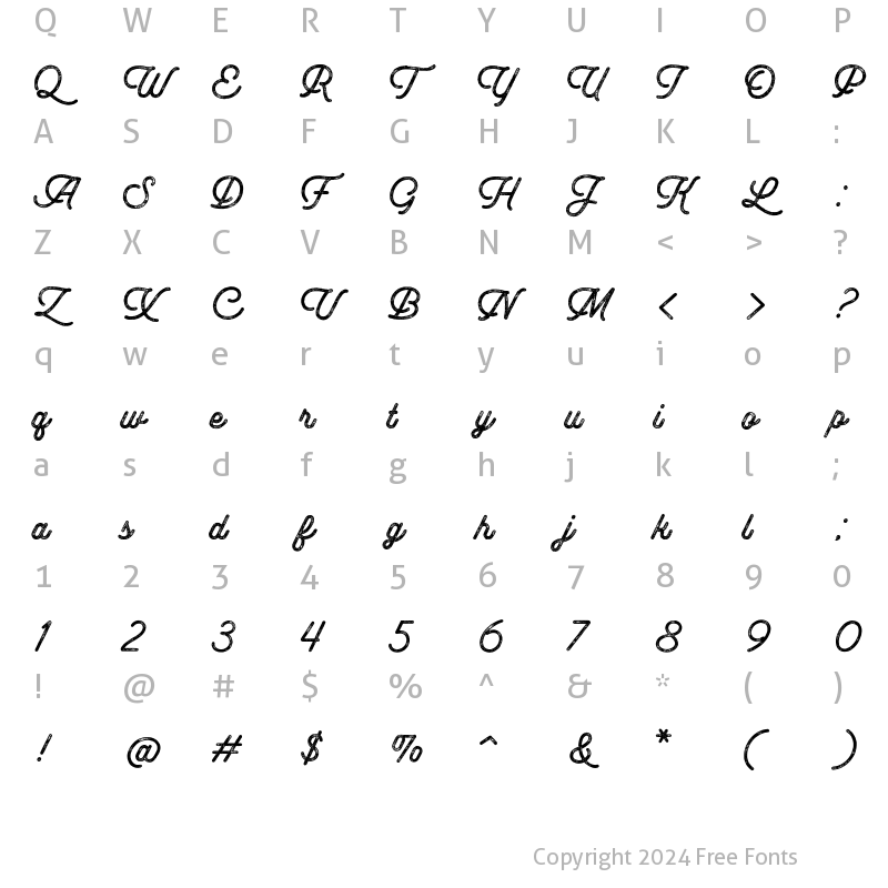 Character Map of Indonesia Script Rough Regular