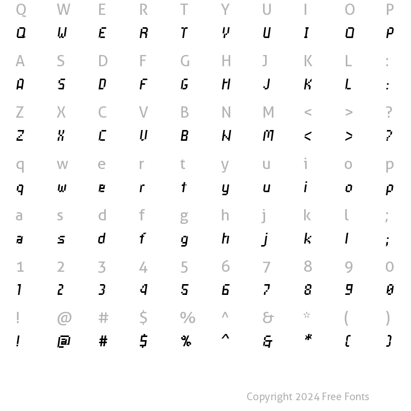 Character Map of Industral Italic