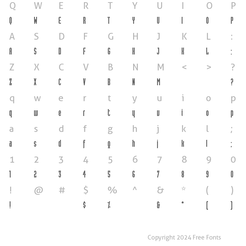 Character Map of Industria Inline A Regular