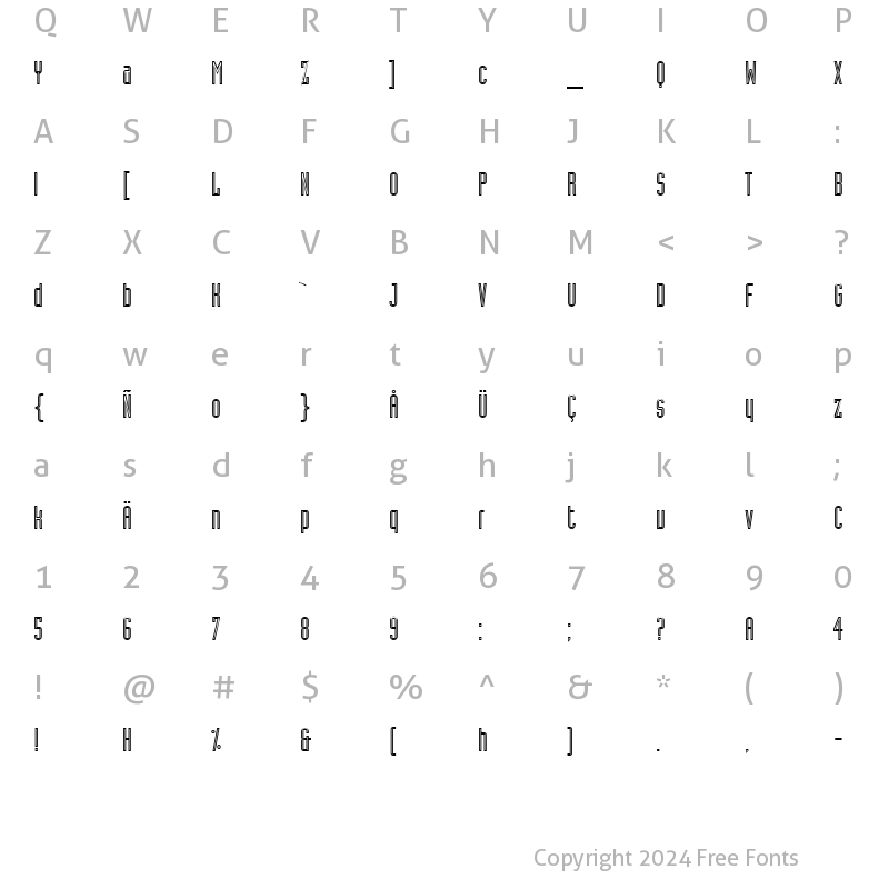 Character Map of Industria-InlineA Regular