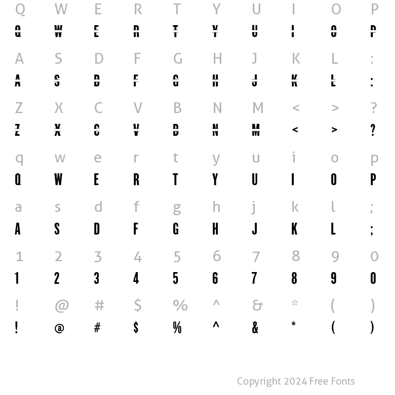 Character Map of Industrial Gothic Banner Std Regular