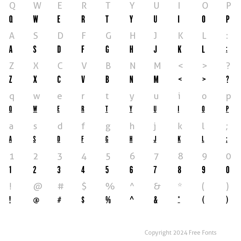 Character Map of Industrial Gothic Single Std Regular