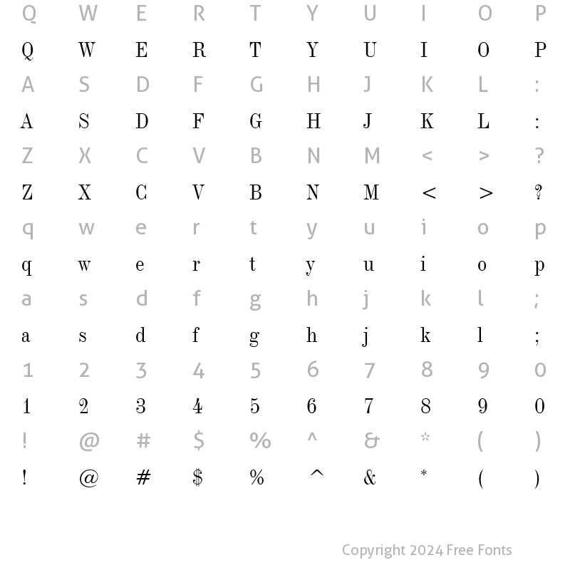 Character Map of Industrial736 BT Roman