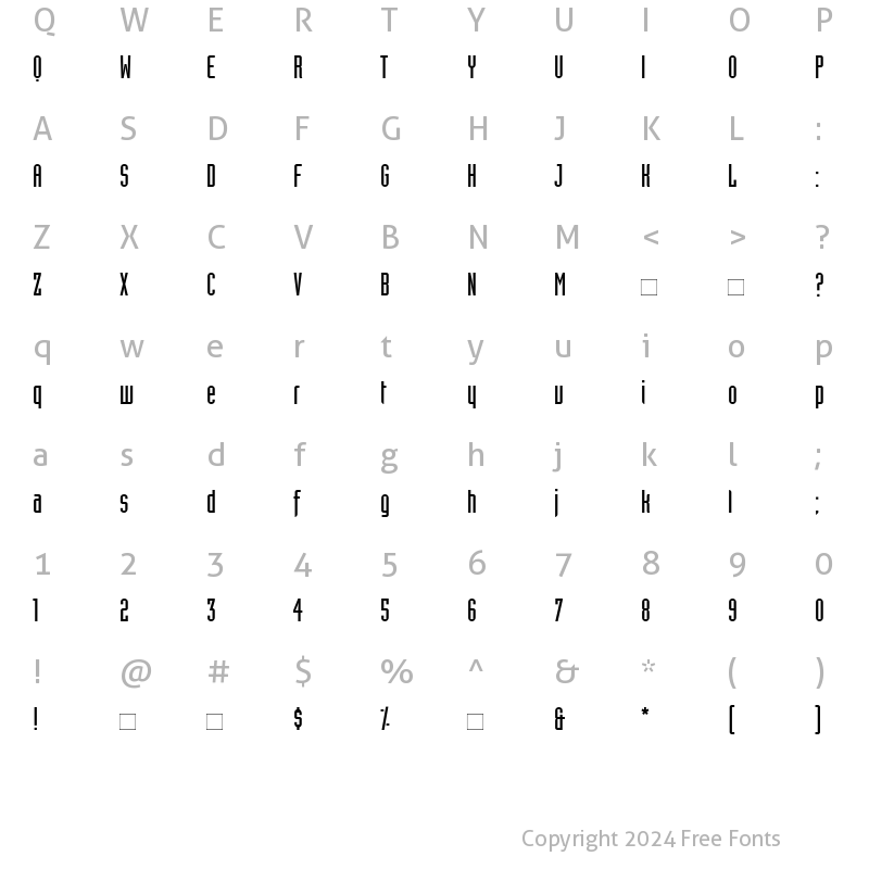 Character Map of IndustriaSolid Roman