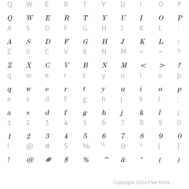 Character Map of Indy 17 Wide Italic