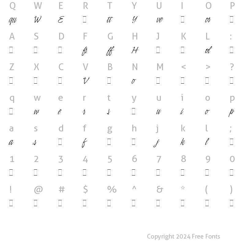 Character Map of Indy Italic Alt LET Plain