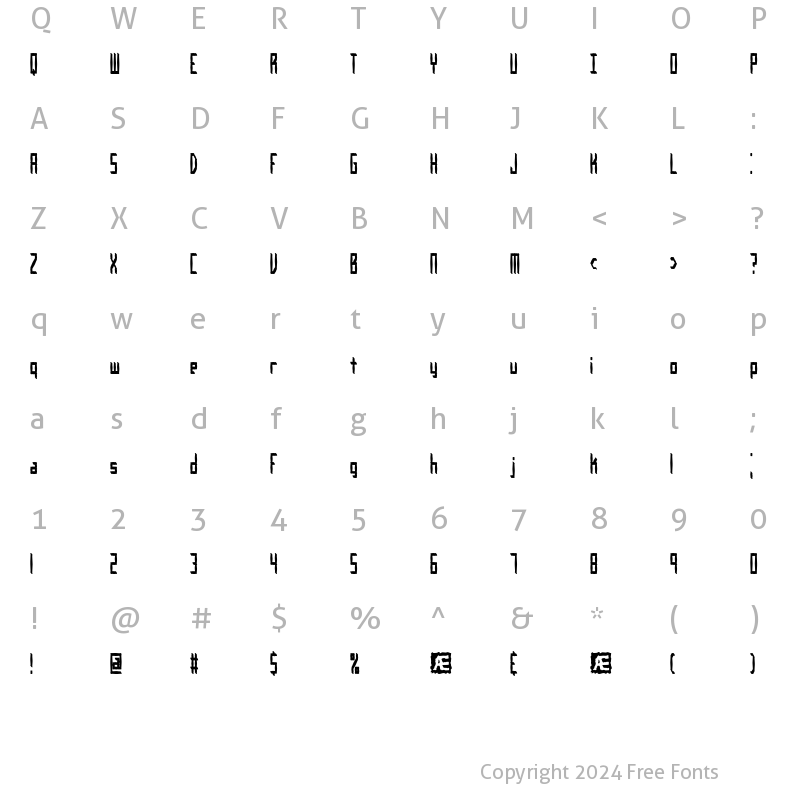 Character Map of Inevitable BRK Regular