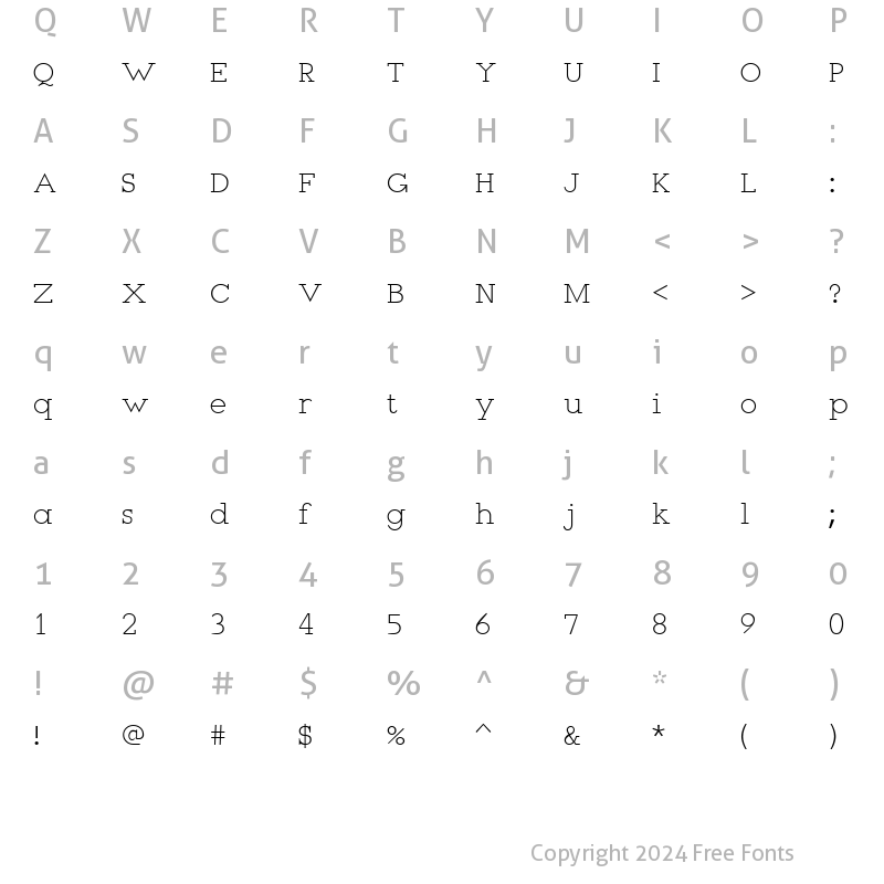 Character Map of Infant Regular