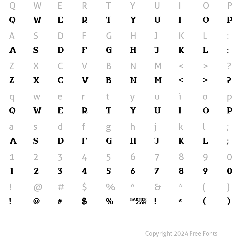 Character Map of Infantyl Regular