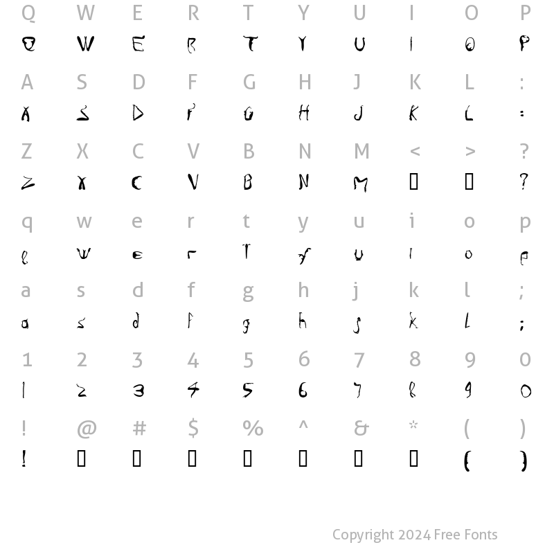 Character Map of Infestia Regular