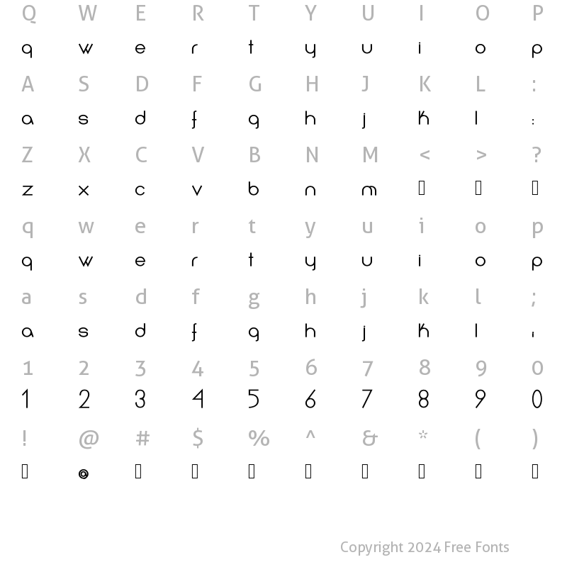 Character Map of Infinita Bold