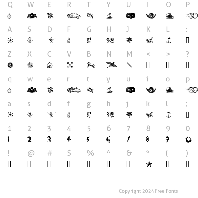 Character Map of Infinite Dingbats Regular