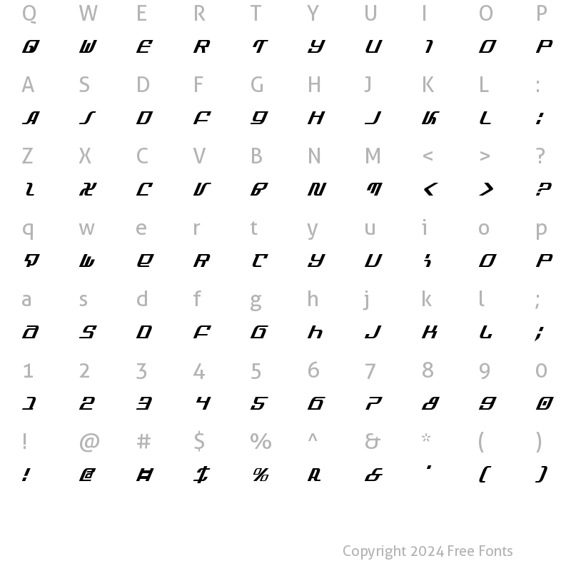 Character Map of Infinity Formula Cond Italic Cond Italic