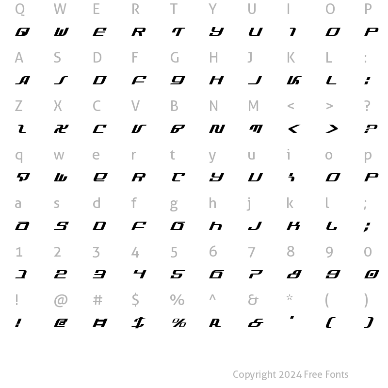 Character Map of Infinity Formula Italic Italic