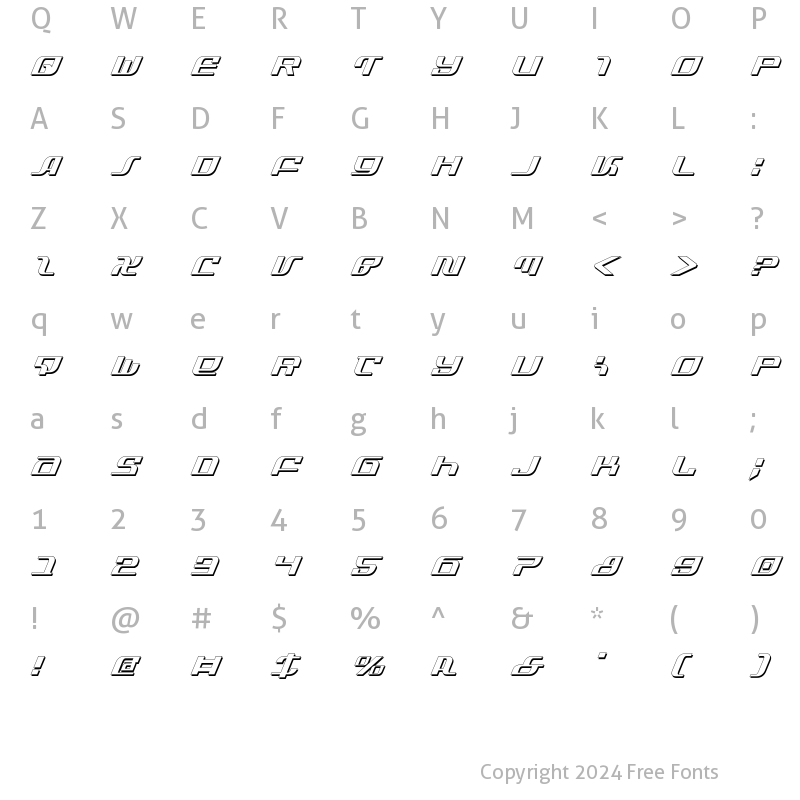 Character Map of Infinity Formula Shadow Ital Shadow Ital