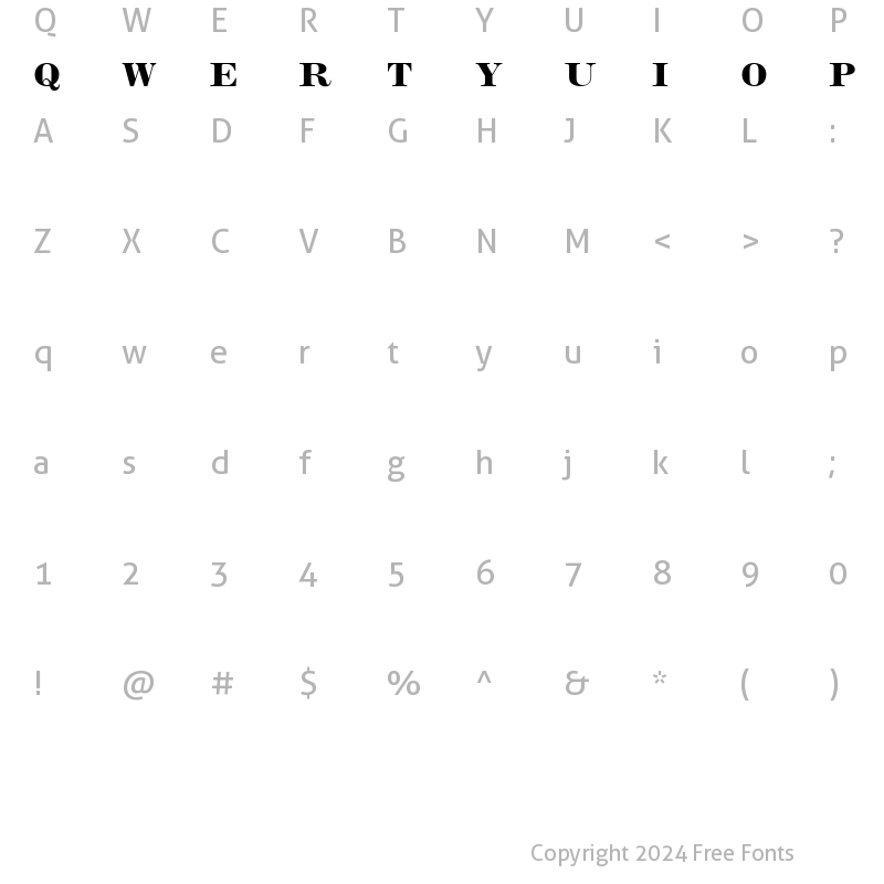 Character Map of Inflex MT Bold Regular