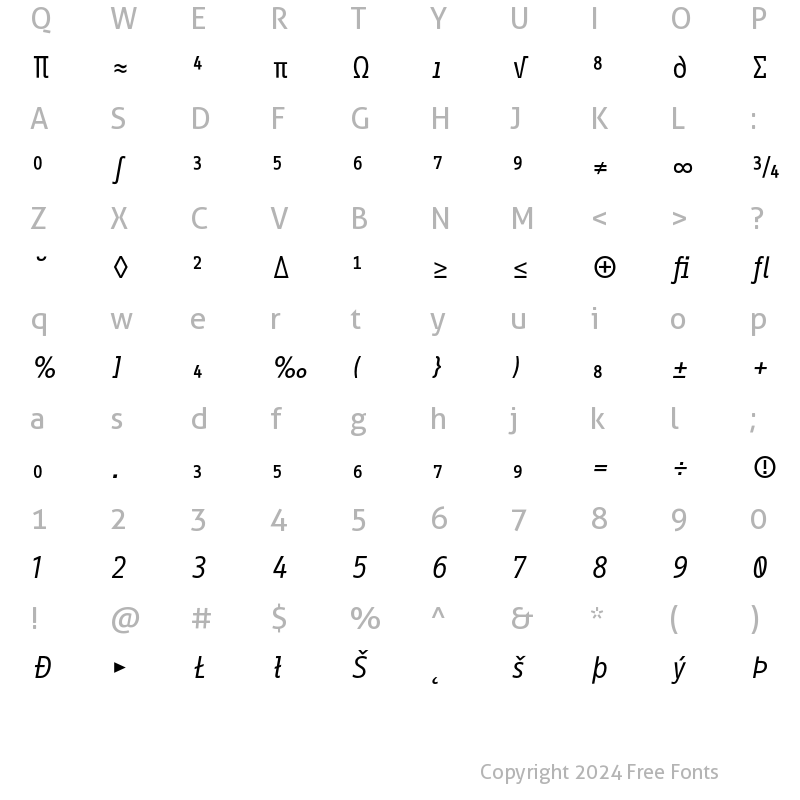 Character Map of InfoOffice Expert Italic