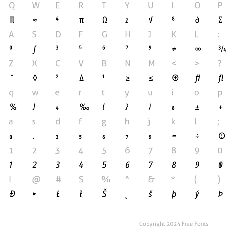 Character Map of InfoOffice Expert Medium Italic