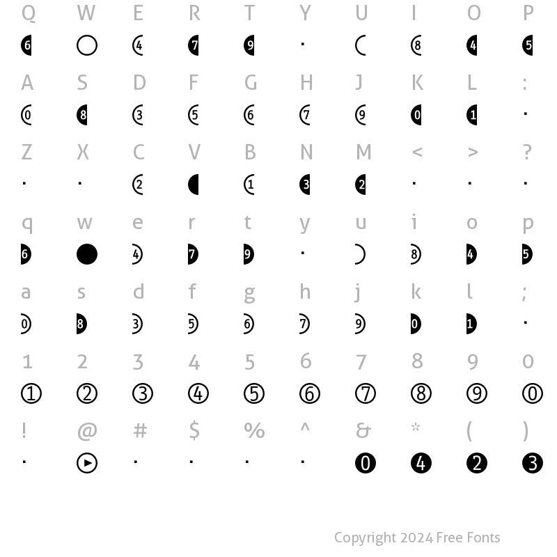 Character Map of InfoOffice NumbersOne Regular