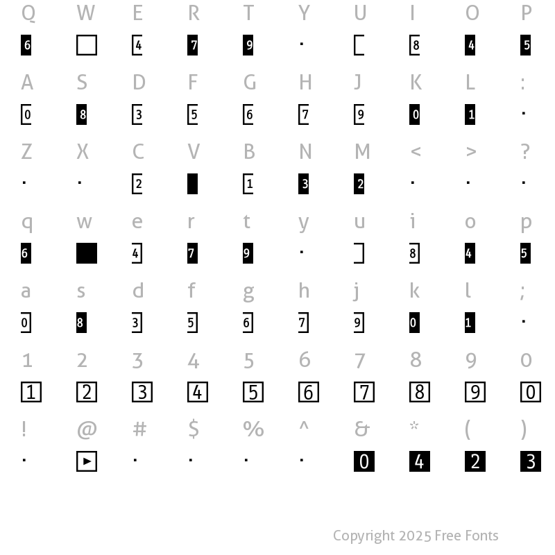 Character Map of InfoOffice NumbersTwo Regular